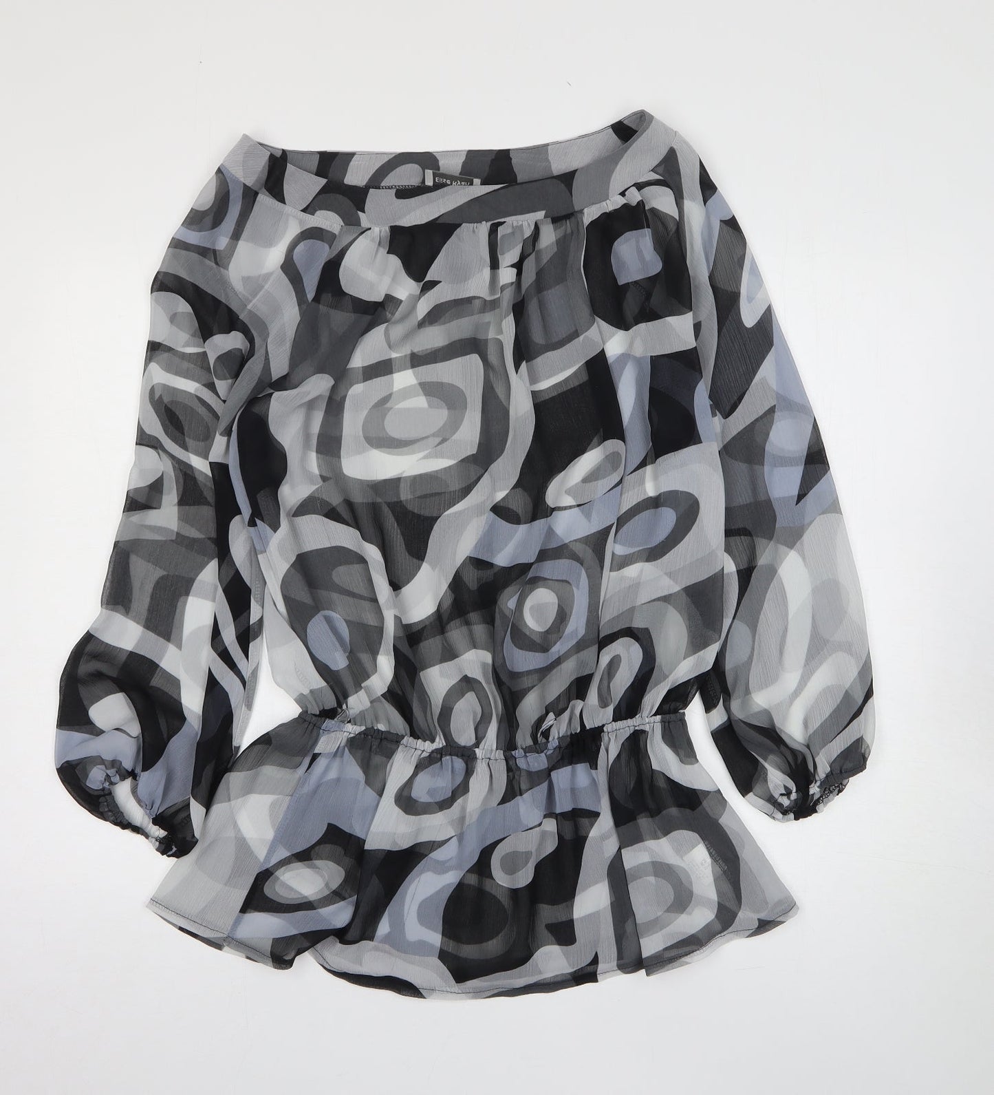 Elise Ryan Womens Grey Geometric Polyester Shift Size S Boat Neck Pullover