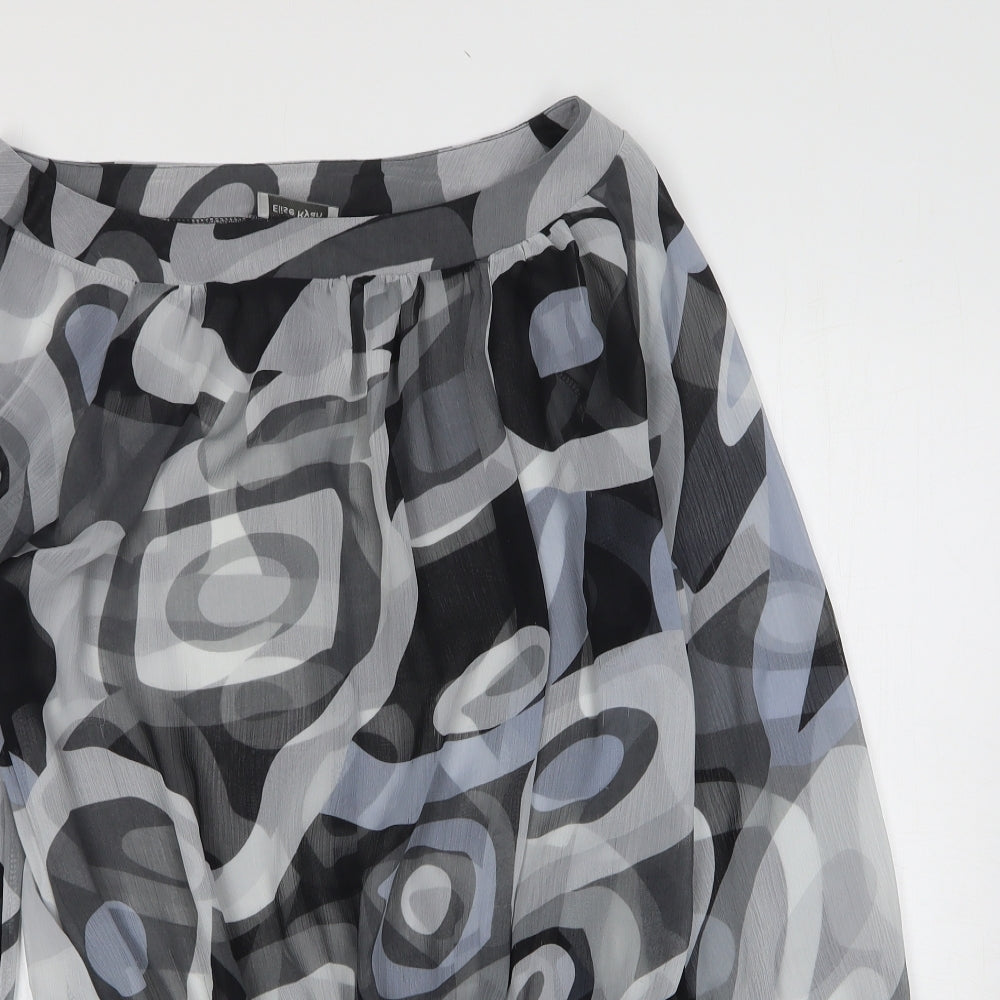 Elise Ryan Womens Grey Geometric Polyester Shift Size S Boat Neck Pullover