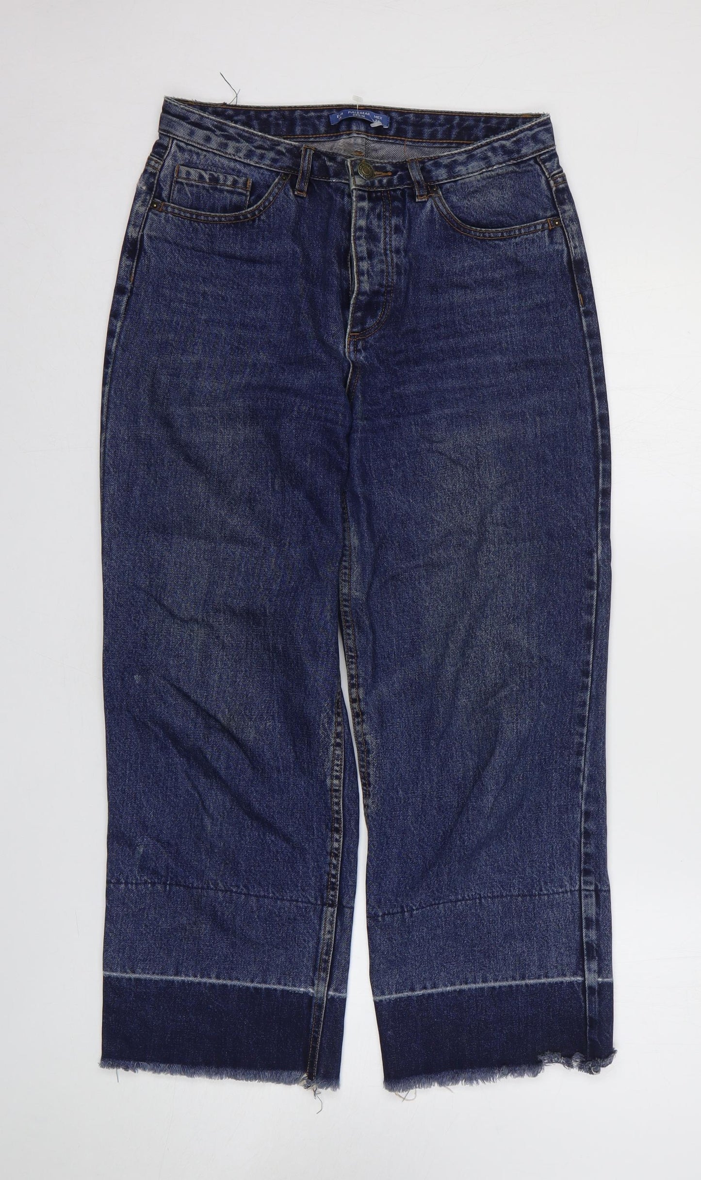Pull&Bear Womens Blue Cotton Straight Jeans Size 6 L26 in Regular Zip