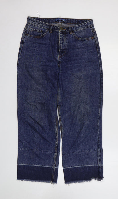 Pull&Bear Womens Blue Cotton Straight Jeans Size 6 L26 in Regular Zip