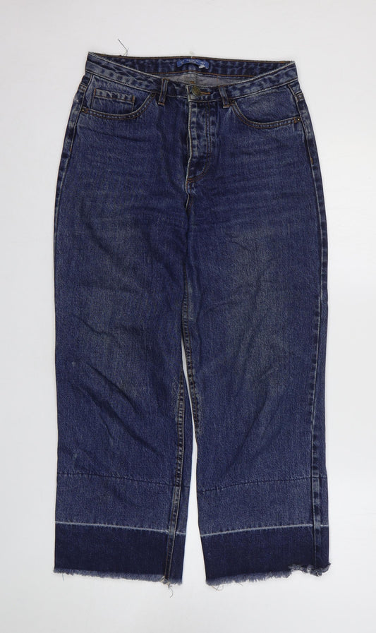 Pull&Bear Womens Blue Cotton Straight Jeans Size 6 L26 in Regular Zip