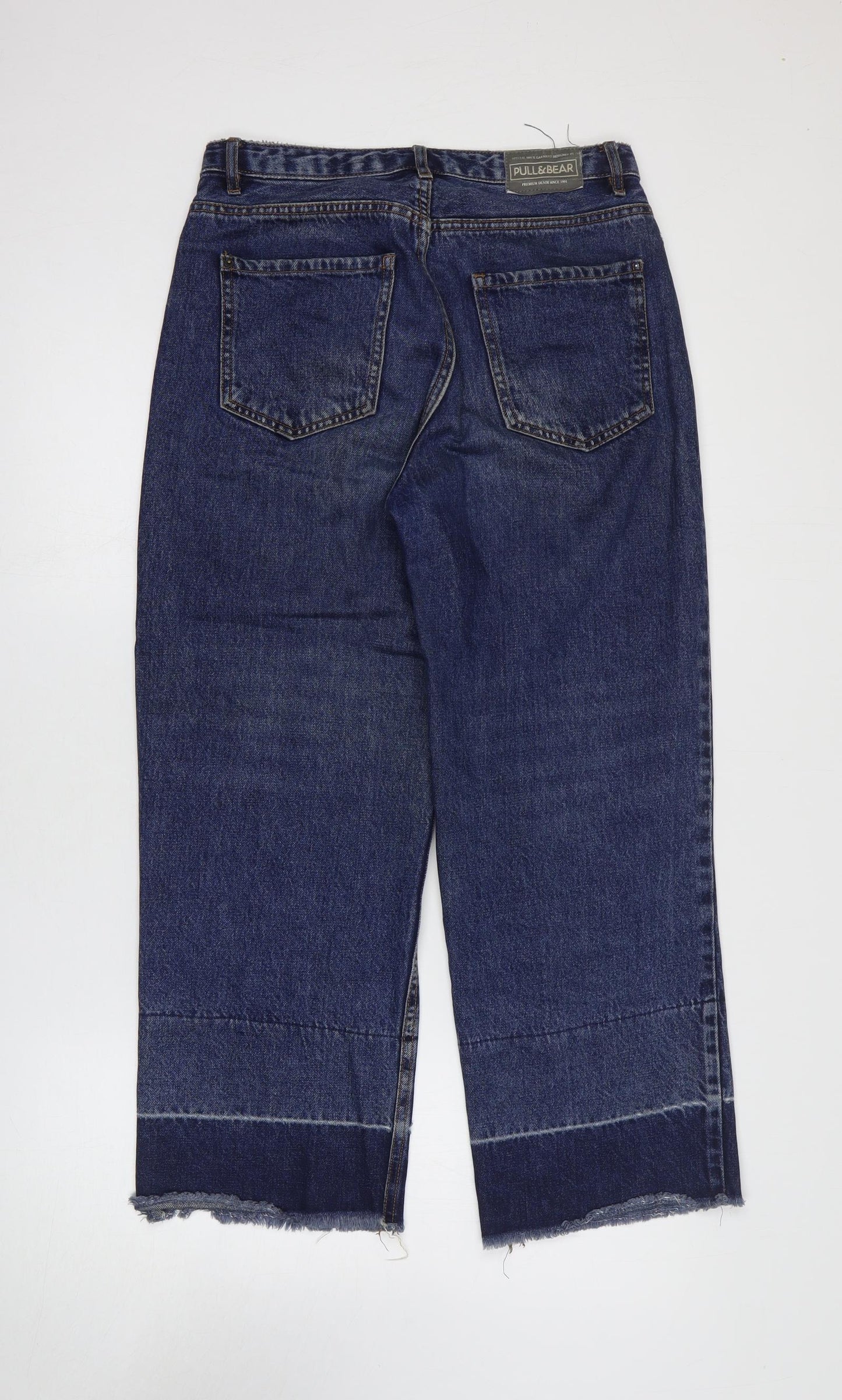Pull&Bear Womens Blue Cotton Straight Jeans Size 6 L26 in Regular Zip
