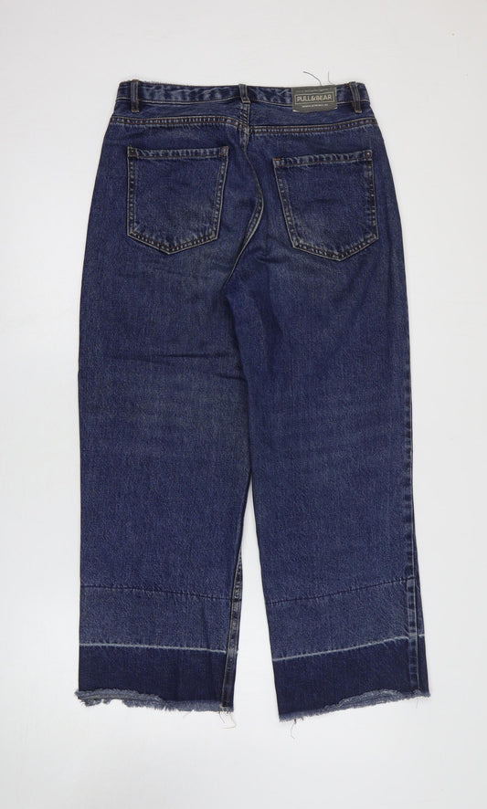 Pull&Bear Womens Blue Cotton Straight Jeans Size 6 L26 in Regular Zip