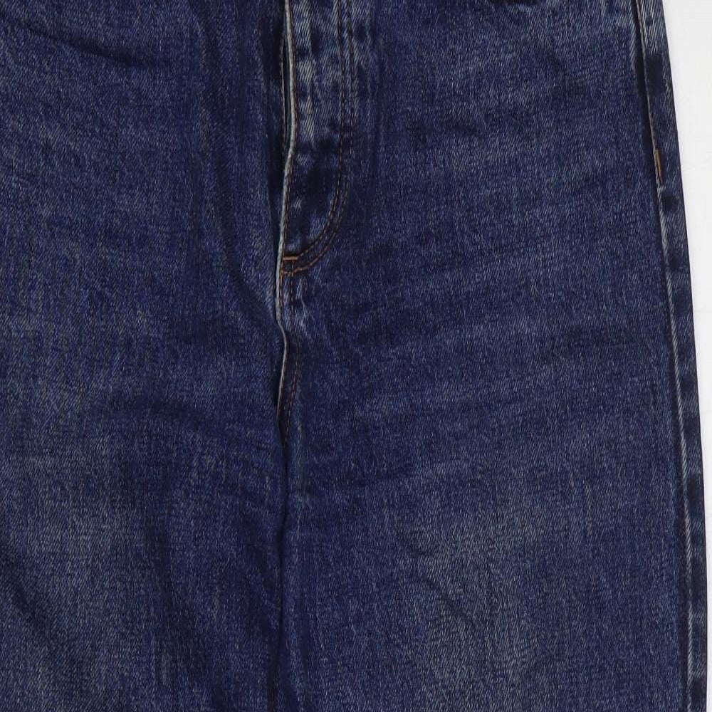 Pull&Bear Womens Blue Cotton Straight Jeans Size 6 L26 in Regular Zip