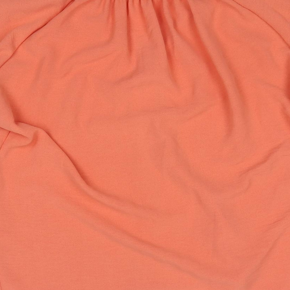 TU Womens Orange Polyester Basic Blouse Size 10 V-Neck