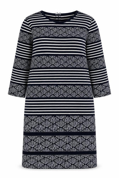 Per Una Womens Blue Geometric Cotton A-Line Size 14 Scoop Neck Zip