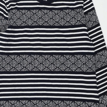 Per Una Womens Blue Geometric Cotton A-Line Size 14 Scoop Neck Zip