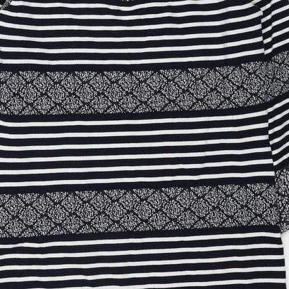 Per Una Womens Blue Geometric Cotton A-Line Size 14 Scoop Neck Zip