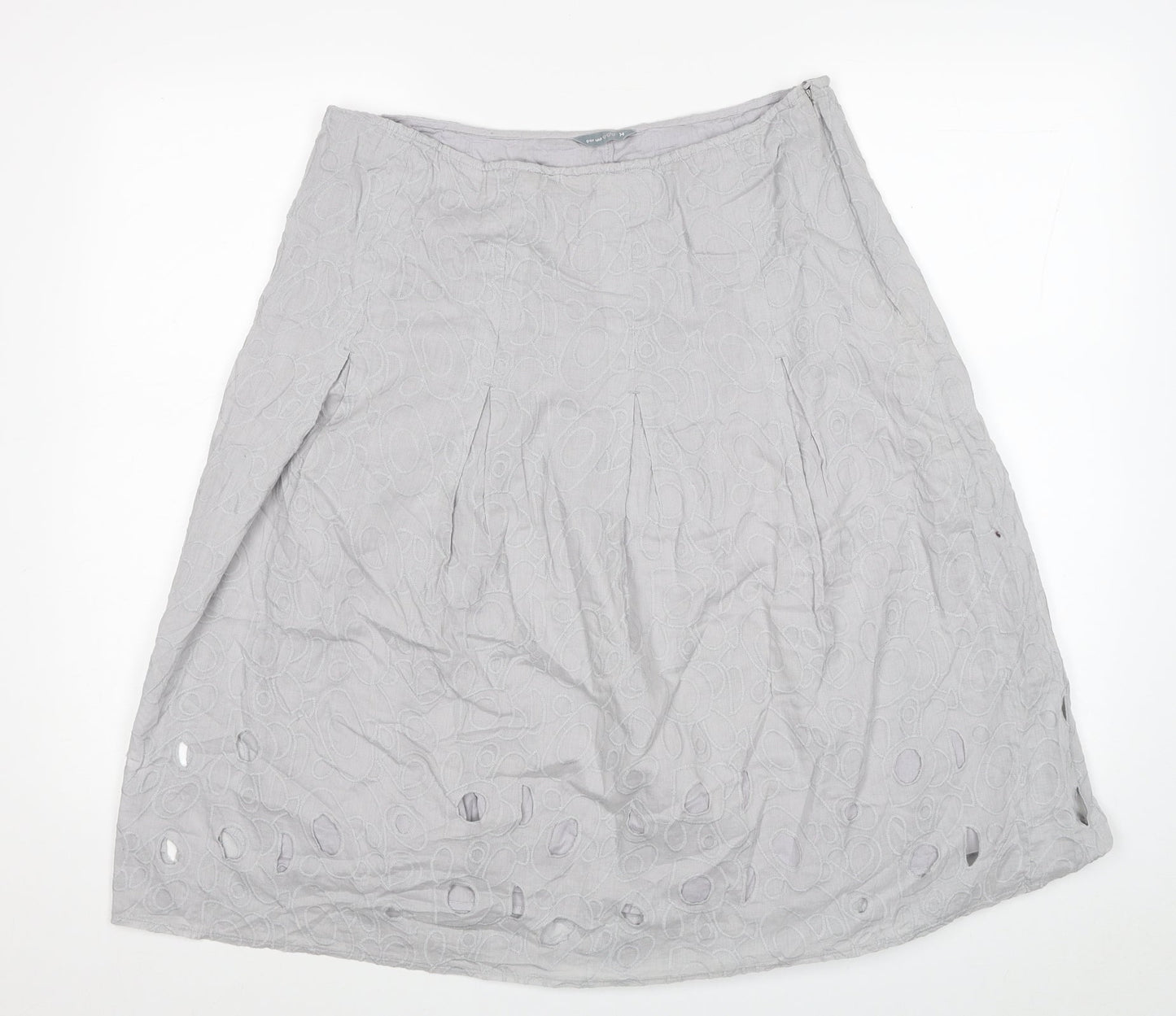 Per Una Womens Grey Cotton A-Line Skirt Size 14 Zip