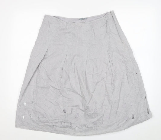 Per Una Womens Grey Cotton A-Line Skirt Size 14 Zip