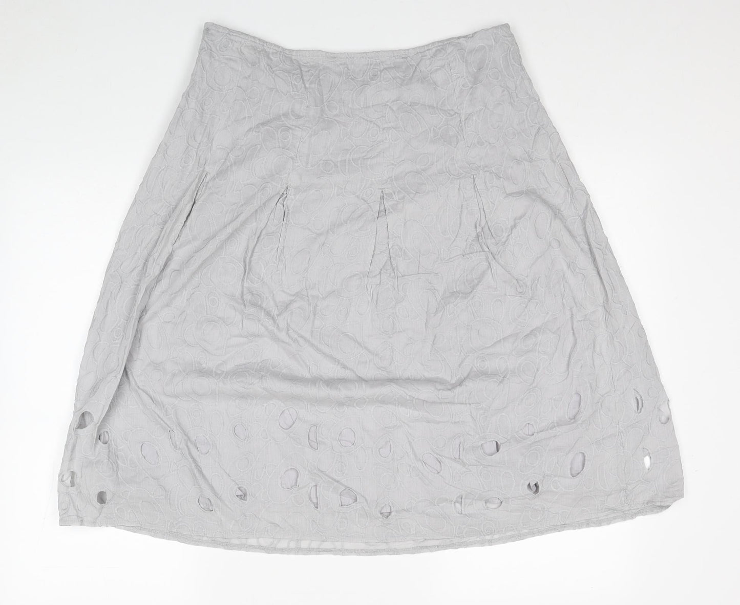 Per Una Womens Grey Cotton A-Line Skirt Size 14 Zip