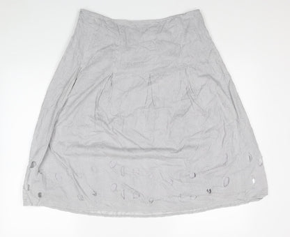 Per Una Womens Grey Cotton A-Line Skirt Size 14 Zip