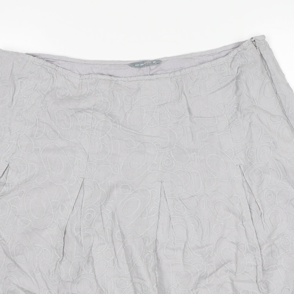 Per Una Womens Grey Cotton A-Line Skirt Size 14 Zip
