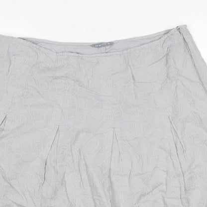 Per Una Womens Grey Cotton A-Line Skirt Size 14 Zip