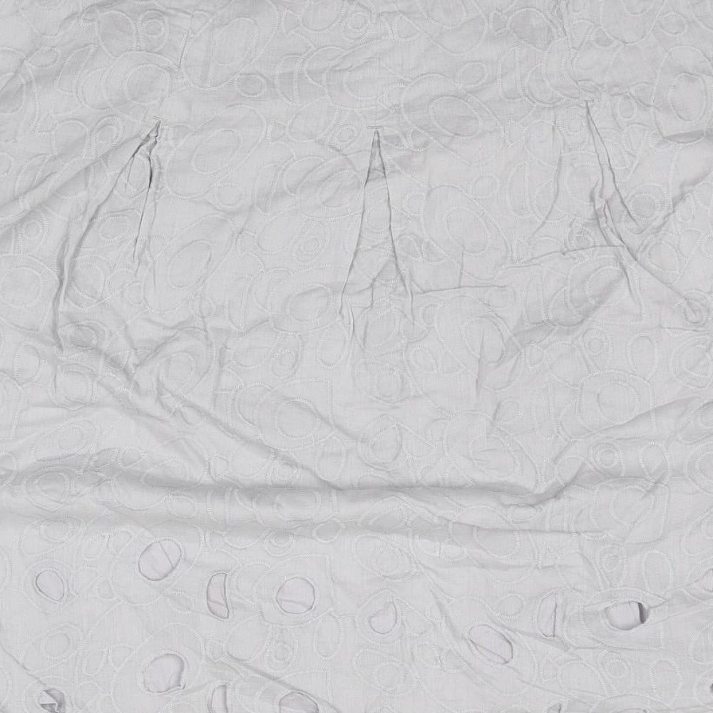 Per Una Womens Grey Cotton A-Line Skirt Size 14 Zip