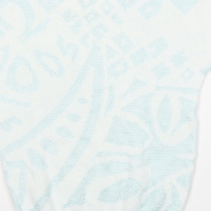 Littlewoods Womens White Round Neck Geometric Acrylic Pullover Jumper Size 10