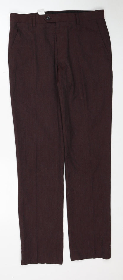 NEXT Mens Red Polyester Dress Pants Trousers Size 30 in L31 in Regular Zip