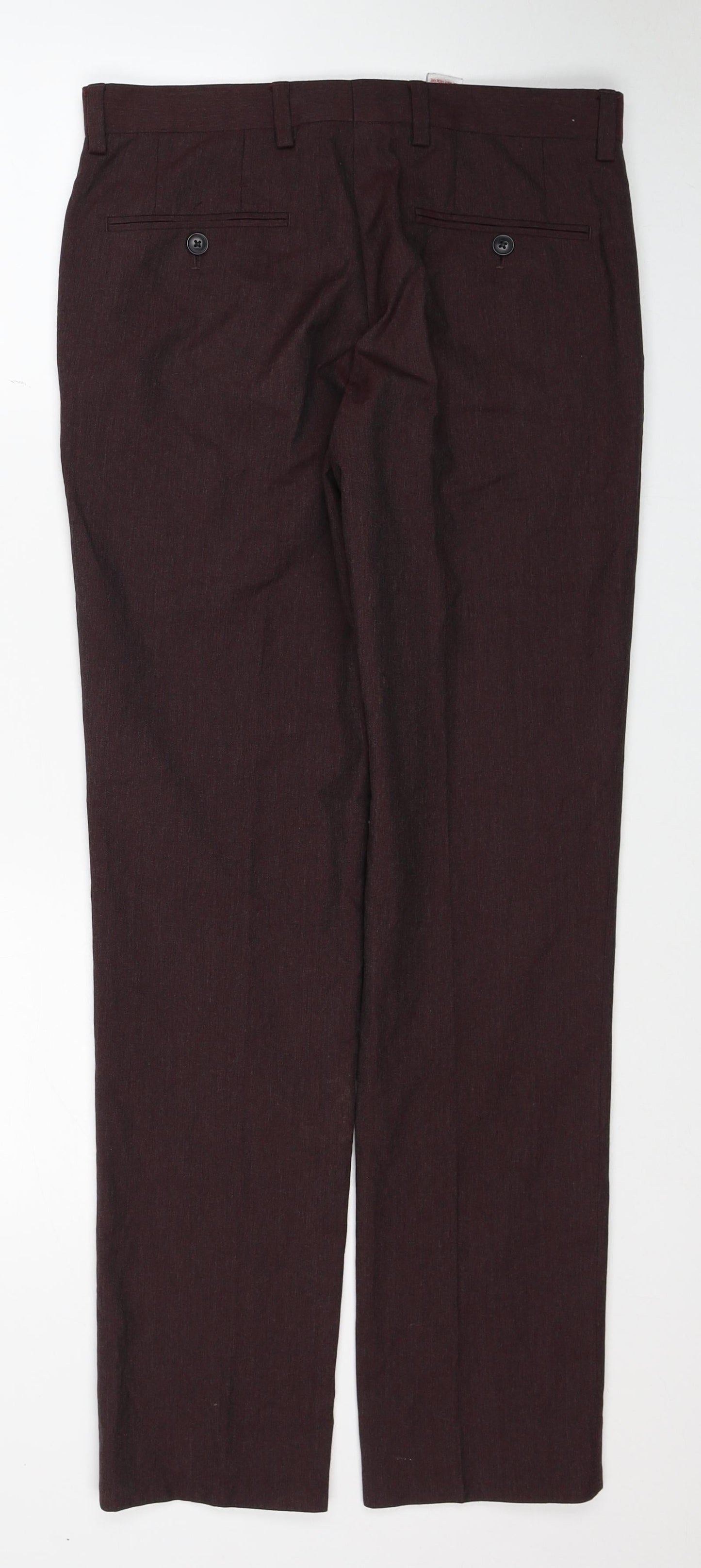 NEXT Mens Red Polyester Dress Pants Trousers Size 30 in L31 in Regular Zip