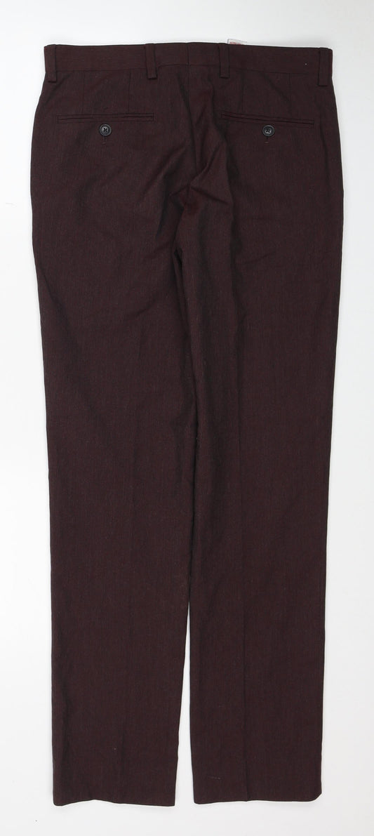 NEXT Mens Red Polyester Dress Pants Trousers Size 30 in L31 in Regular Zip