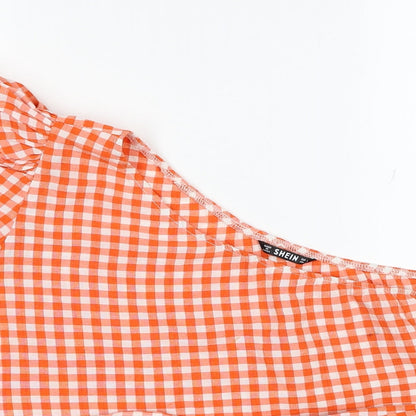 SheIn Womens Orange Polyester Cropped Blouse Size L One Shoulder