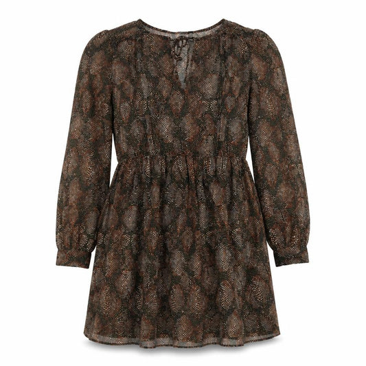 Zara Womens Brown Geometric Polyester Fit & Flare Size XS Round Neck Pullover