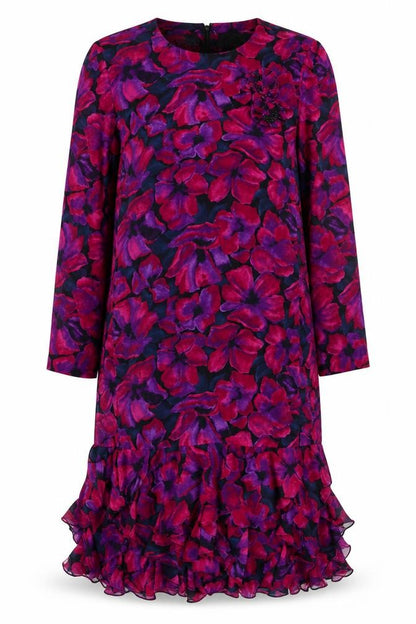 Liz Roberts Womens Pink Floral Polyester Shift Size 10 Round Neck Zip