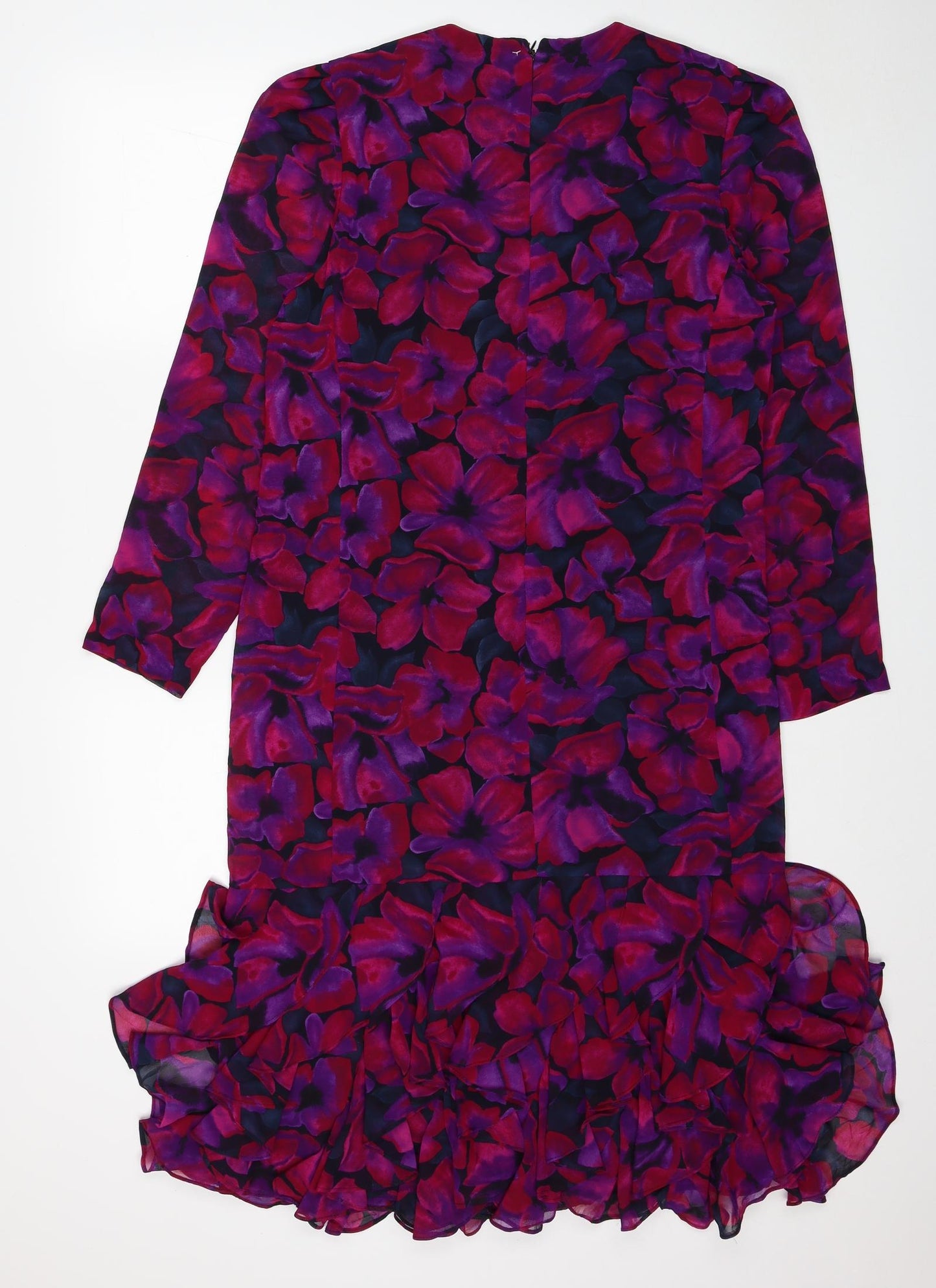 Liz Roberts Womens Pink Floral Polyester Shift Size 10 Round Neck Zip