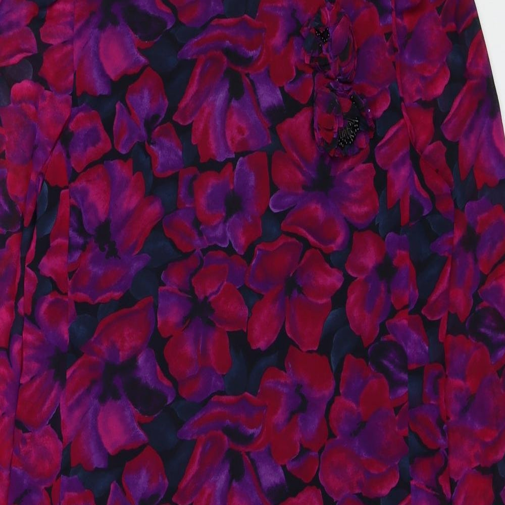 Liz Roberts Womens Pink Floral Polyester Shift Size 10 Round Neck Zip