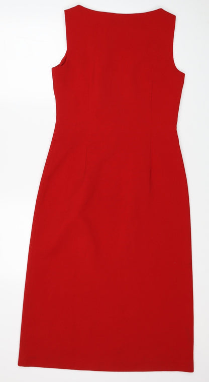 Casablanca Womens Red Floral Polyester A-Line Size M Round Neck Zip - Label Size 3