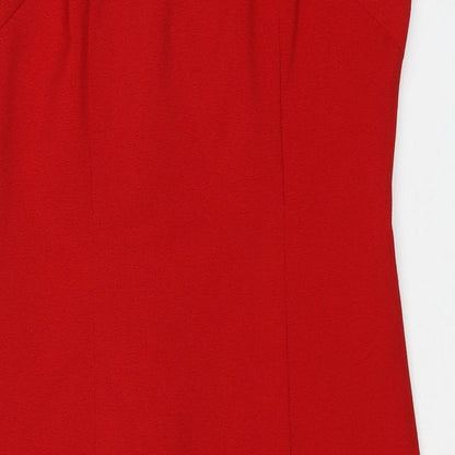 Casablanca Womens Red Floral Polyester A-Line Size M Round Neck Zip - Label Size 3