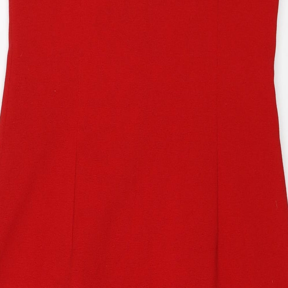 Casablanca Womens Red Floral Polyester A-Line Size M Round Neck Zip - Label Size 3