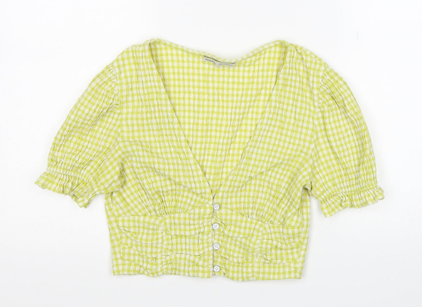 Womens UK Size M Pull&Bear Yellow Cropped Blouse