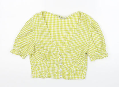 Womens UK Size M Pull&Bear Yellow Cropped Blouse