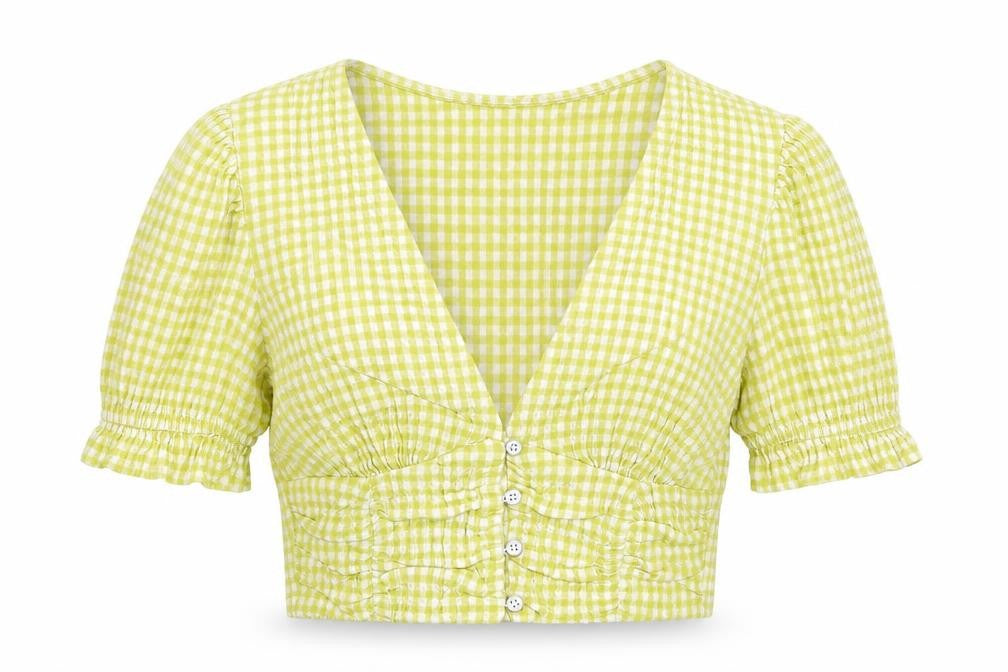 Womens UK Size M Pull&Bear Yellow Cropped Blouse