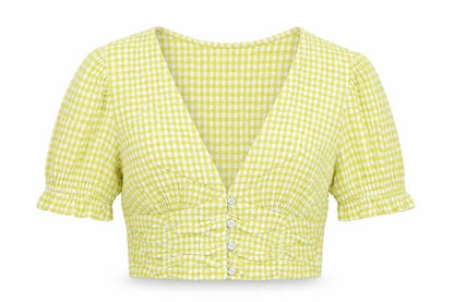 Womens UK Size M Pull&Bear Yellow Cropped Blouse