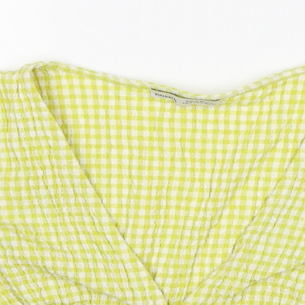 Womens UK Size M Pull&Bear Yellow Cropped Blouse
