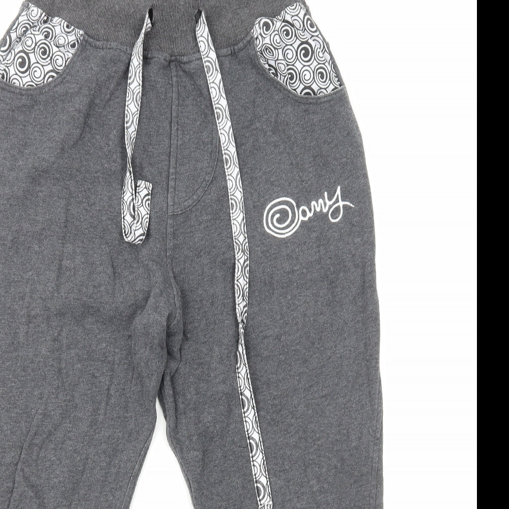 Amy Womens Grey Cotton Sweatpants Trousers Size S L23 in Regular Drawstring