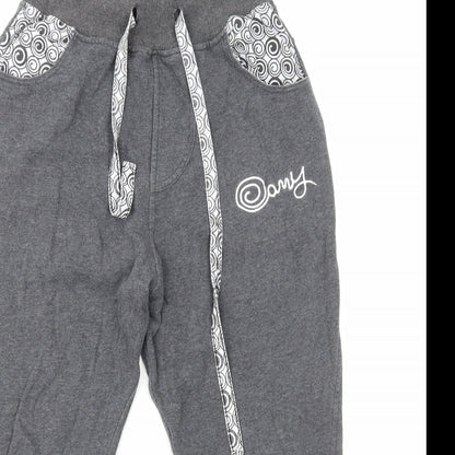 Amy Womens Grey Cotton Sweatpants Trousers Size S L23 in Regular Drawstring