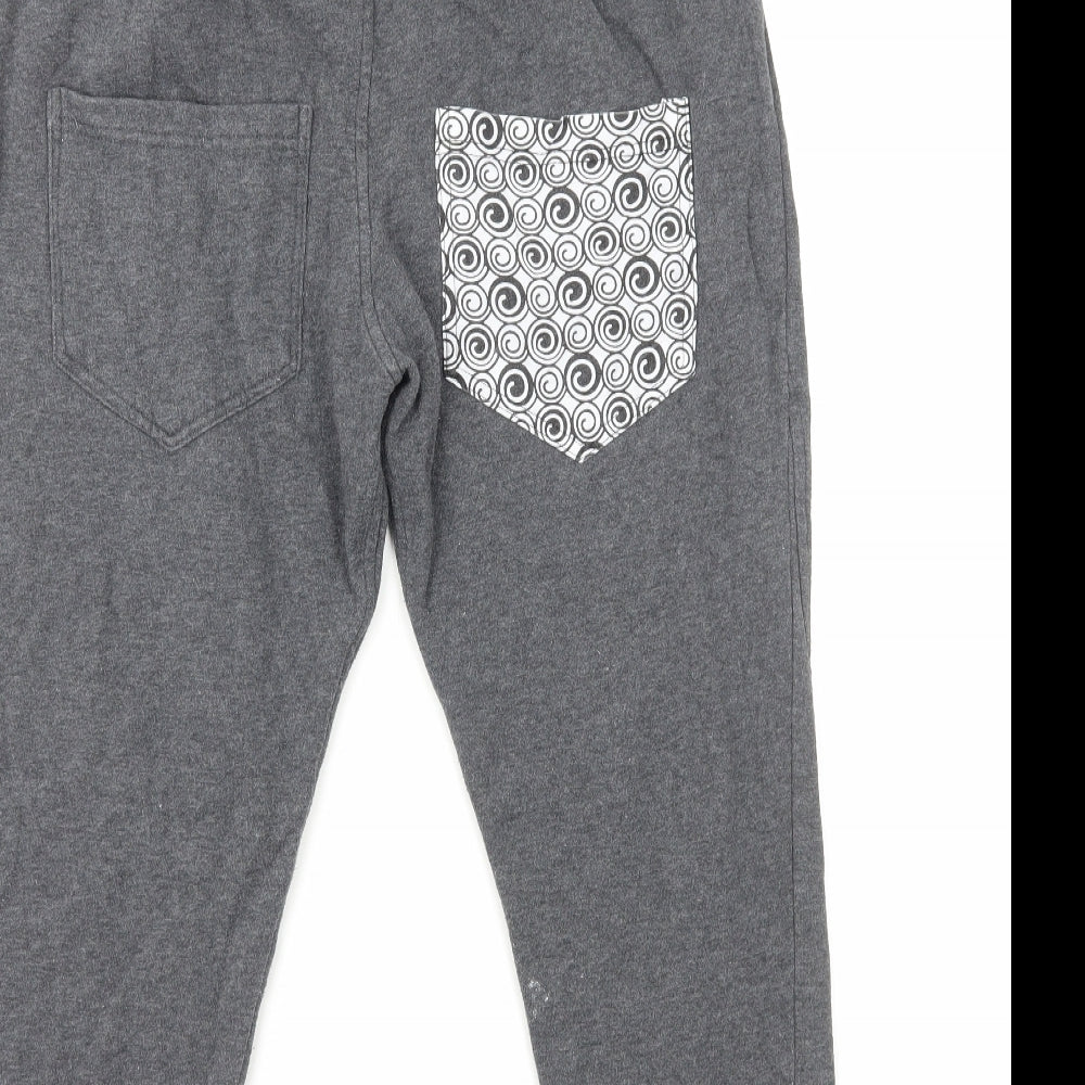 Amy Womens Grey Cotton Sweatpants Trousers Size S L23 in Regular Drawstring