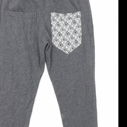 Amy Womens Grey Cotton Sweatpants Trousers Size S L23 in Regular Drawstring