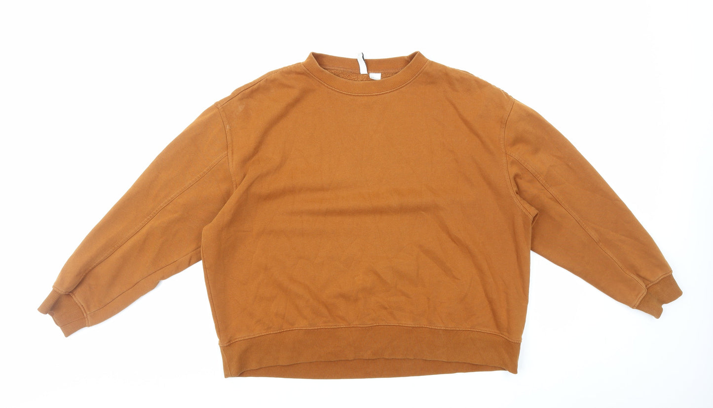 H&M Womens Orange Cotton Pullover Sweatshirt Size S Pullover