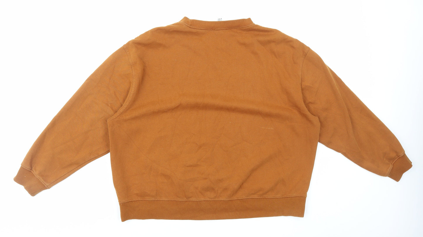H&M Womens Orange Cotton Pullover Sweatshirt Size S Pullover