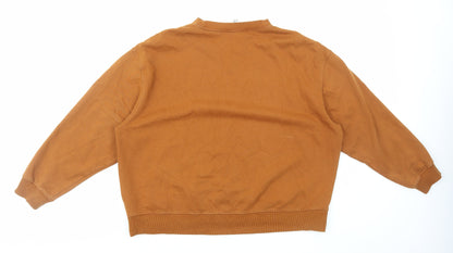H&M Womens Orange Cotton Pullover Sweatshirt Size S Pullover