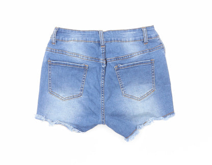 SheIn Womens Blue Cotton Hot Pants Shorts Size M L4 in Regular Zip - Distressed