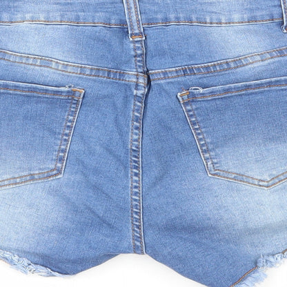SheIn Womens Blue Cotton Hot Pants Shorts Size M L4 in Regular Zip - Distressed