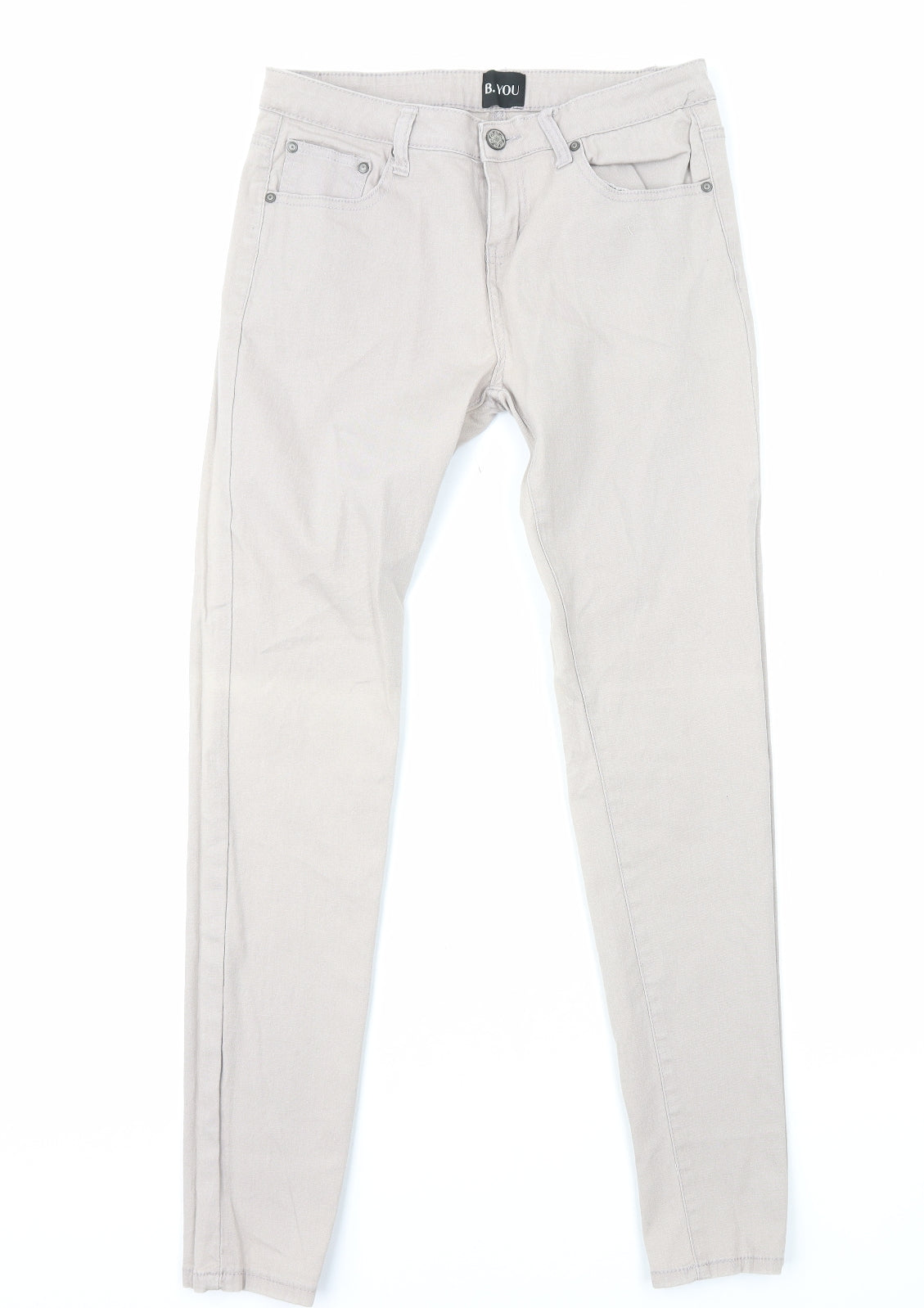 B.You Womens Beige Cotton Skinny Jeans Size 12 L30 in Regular Zip