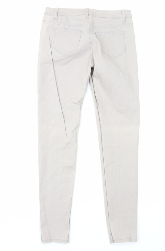 B.You Womens Beige Cotton Skinny Jeans Size 12 L30 in Regular Zip