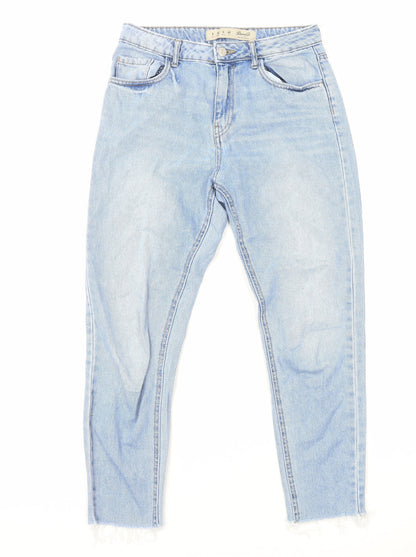 Primark Womens Blue Cotton Skinny Jeans Size 8 L26 in Regular Zip - Distressed Hems
