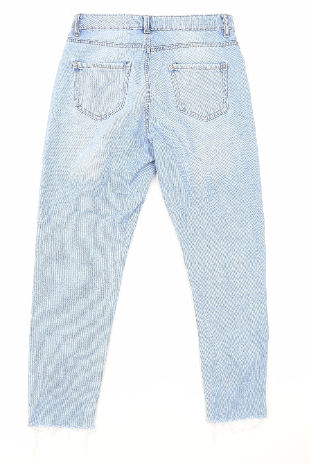 Primark Womens Blue Cotton Skinny Jeans Size 8 L26 in Regular Zip - Distressed Hems