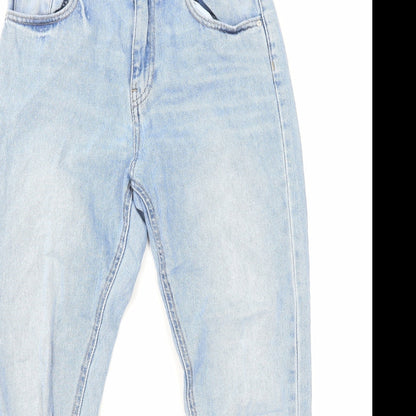 Primark Womens Blue Cotton Skinny Jeans Size 8 L26 in Regular Zip - Distressed Hems